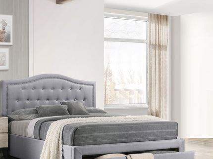 Modern Button Tufted Arch Headboard Bed With Storage Footboard