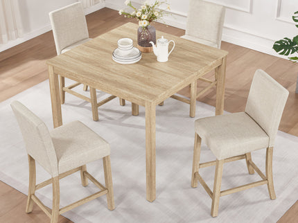 5 Piece Counter Height Table Set With 4 Chairs