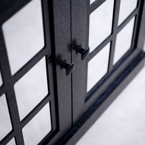 Sideboard Cabinet With Mirrored Doors, Adjustable Shelf, Metal Handles