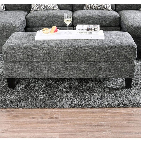 Ottoman With Plush Seat Living Room Furniture - Gray
