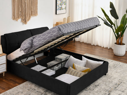 Storage Upholstered Hydraulic Platform Bed With Integrated Headboard