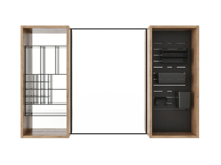 43.5" Mirror Cabinet With Storage, Wall Mounted Medicine Cabinet Frame With Shelves - Imitative Oak