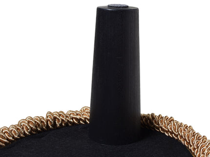Ellen - Upholstered Clover Ottoman With Gold Bullion Fringe - Navy Blue