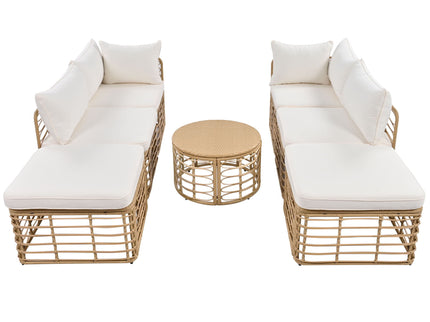 Outdoor Patio Furniture, All-Weather Rattan Sectional Sofa Set With Thick Cushions And Pillows, Freely Combined Conversation Sets For Garden, Backyard, Balcony