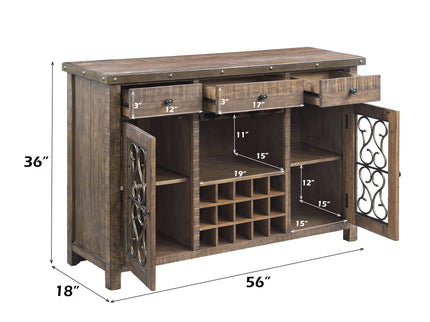 Raphaela - Server With Cup Holder & Wine Rack - Cherry