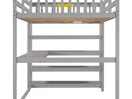 Loft Bed With Storage Shelves And Under Bed Desk