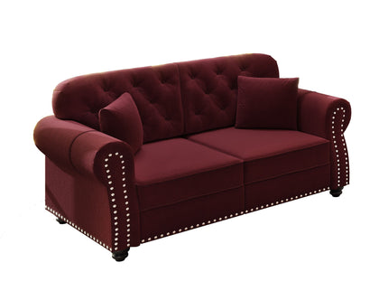 Upholstered Chesterfield Sofa With Nailhead Trim And Rolled Armrests