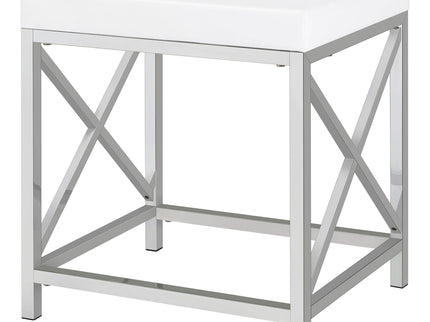 Hamlin - Makeup Vanity Table With Lighted Mirror And Padded Stool - White