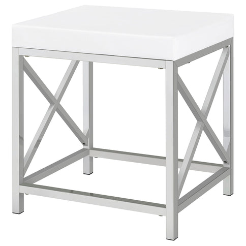 Hamlin - Makeup Vanity Table With Lighted Mirror And Padded Stool - White