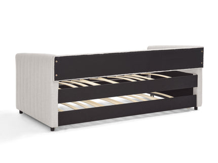 Upholstered Daybed With Trundle With Vertical Stripes