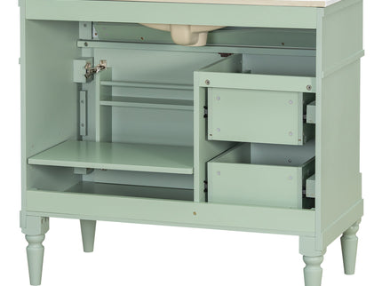 Freestanding Bathroom Vanity With Sink, Adjustable Shelf, Flip Drawer