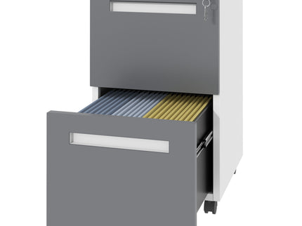 2-Drawer Mobile File Cabinet With Lock,On 360° Wheels, Holds A4/Letter/Legal Files - White