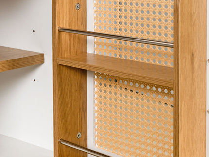 Tall Arched Cabinet With Rattan Doors & Adjustable Shelves