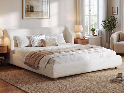 Modern Upholstered Bed Frame With Wingback Headboard