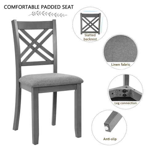 Kitchen Dining Set, Rectangular Dining Table & Upholstered Chairs
