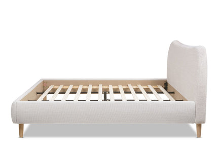 Roman - King Curved Headboard Upholstered Platform Bed - Light Beige