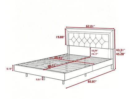 Platform Bed Frame With Adjustable Upholstered Headboard, RGB LED Lights, No Box Spring Needed