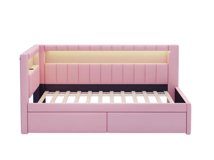Upholstered Platform Bed With USB Ports And LED Belt