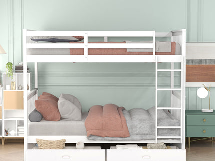 Bunk Bed With Ladders And 2 Storage Drawers