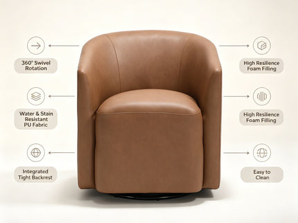 Swivel Barrel Accent Chair For Living Room - Antique Brown