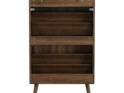 Shoe Cabinet, Upright Storage Unit - Walnut