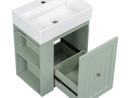 Modern Bathroom Vanity With Sink, Storage Cabinet, Drawer & Side Shelf