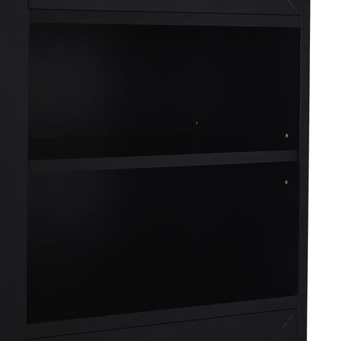 Tall Freestanding Bathroom Storage Cabinet With Adjustable Shelves And Side Hooks Board, Rectangle Design