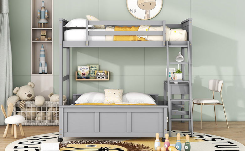 Full Over Full Bunk Bed With Desk