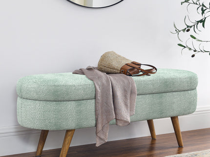 Modern Ottoman Oval Storage Bench With Rubber Wood Legs