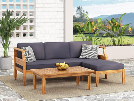 Bianca - Outdoor 3 Seater Sofa Chat Set With Ottoman - Teak