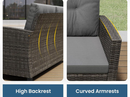 Modern All-Weather Patio Set With Cushions And Table
