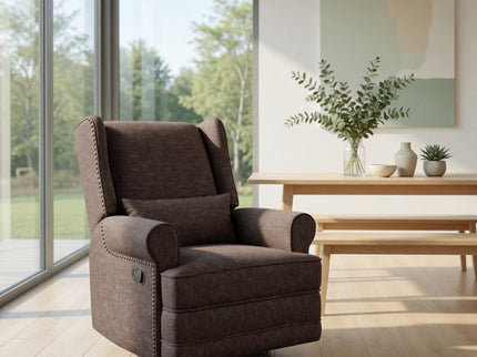 Extra Wide Swivel Recliner Glider Chair With Footrest - Brown