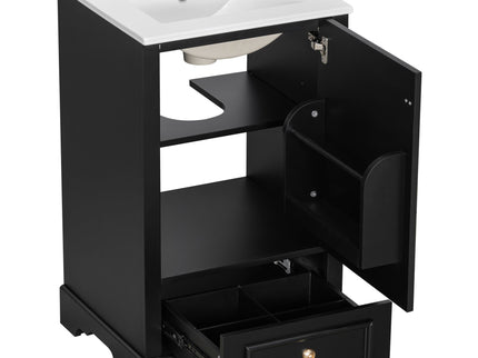 Bathroom Vanity With Sink, Soft Close Door, Adjustable U-Shaped Shelf