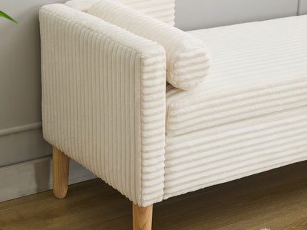 Upholstered Corduroy Flip Top Storage Bench For Living Room