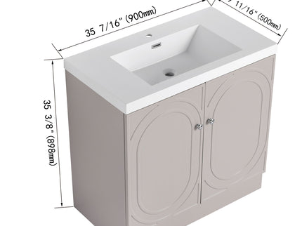 Contemporary Freestanding Bathroom Vanity With Resin Sink & Soft-Close Cabinet Doors
