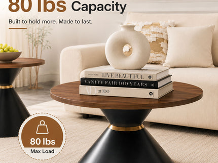 2 Piece Round Coffee Table Set For Living Room
