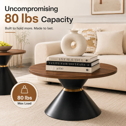 2 Piece Round Coffee Table Set For Living Room