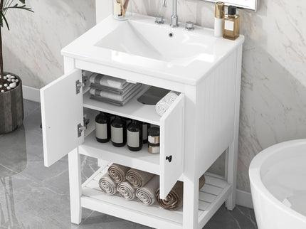 Modern Bathroom Vanity With Sink And Open Shelf