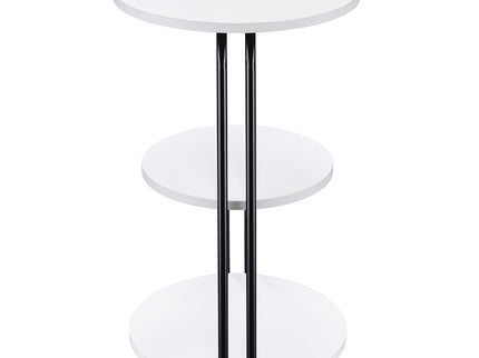 Dixon - 3 Tier Round Accent Side Table With Slim Legs - White / Black