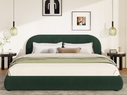 Upholstered Simple Modern Bedroom Bed With Curved Headboard