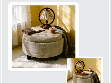 Storage Round Footstool Table Ottoman