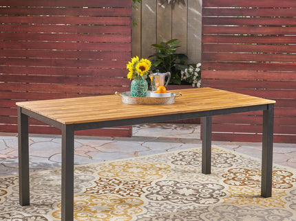 Rectangular Outdoor Dining Table Tabletop With Iron Legs - Black