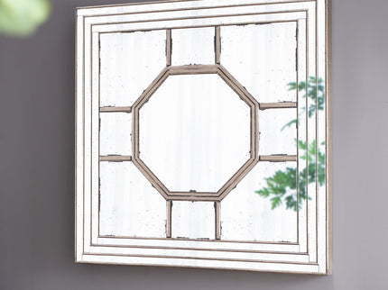 Antique Style Decorative Square Wall Mirror With Mirrored Frame, Wall Decor For Living Room Entryway, Console Lean Against Wall - Silver