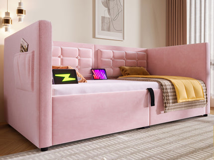 Upholstered Daybed With Hydraulic Storage And USB / Type - C Charging