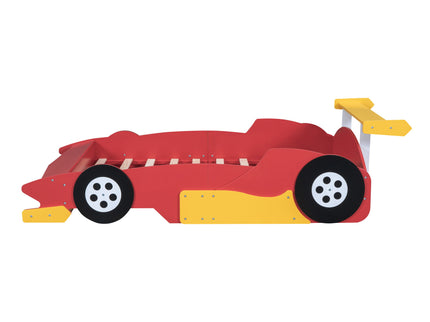 Race Car-Shaped Platform Bed With Wheels