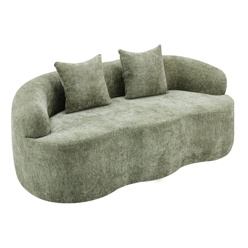 Curved Loveseat Sofa With Round Armrest