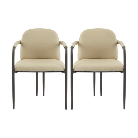 Modern Dining Chair (Set of 2) With Iron Frame - Espresso / Khaki