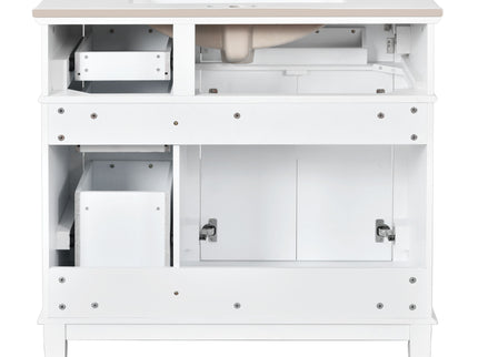 Modern Bathroom Vanity With Ceramic Sink, Soft Close Storage Cabinet