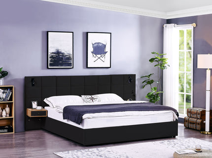 Upholstered Hydraulic Platform Bed With Storage Shelves, Reading Lamps, USB Port
