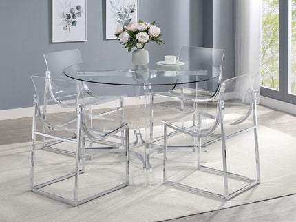 Uptown - 5 Piece Round Dining Set - Chrome